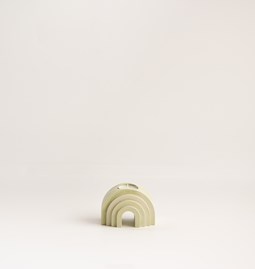Marble finish arch candle + tealight holder - olive green 
