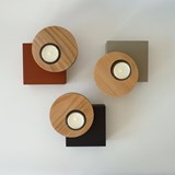 Candleholder BAUHAUS - elm / lacquered medium taupe - Dark Wood - Design : Beatrix Li-Chin Loos 2