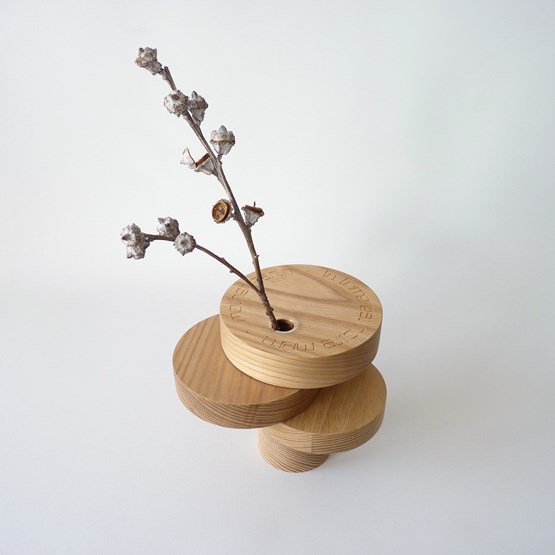 Sculpture-vase BONSAI EQUILIBRIUM - natural elm wood - Design : Beatrix Li-Chin Loos