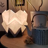 Small table lamp in paper HIKARI - grey and white - Blue - Design : TEDZUKURI ATELIER 4
