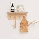 MIMOSA wall shelf with hooks - Light Wood - Design : Little Anana 2