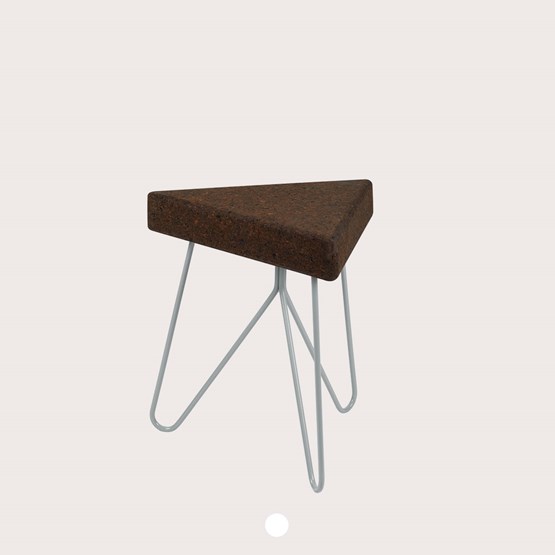 Tabouret/Table TRÊS -  liège foncé et piètement gris  - Liège - Design : Galula Studio
