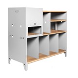 ESSENI hi-fi and comic book storage cabinet - white steel and oak  11