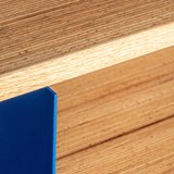 HiFi and comics storage cabinet ESSENI - gentian blue steel and beech wood  3