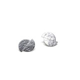 Offset disks stud earrings - silver 2