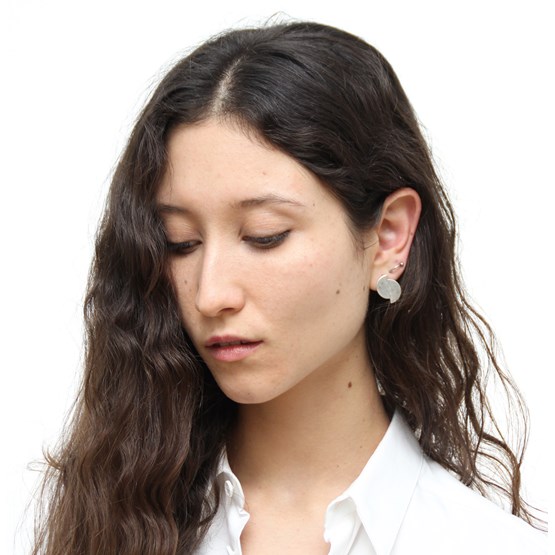 Offset disks stud earrings - silver - Design : LLAYERS