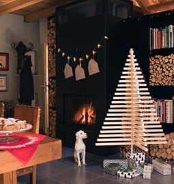 Wooden Christmas Tree YELKA - Maple / White stand 