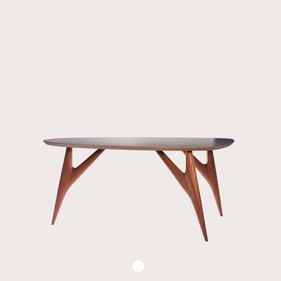 Table TED ONE/ small - acajou et plateau gris - Design : Greyge