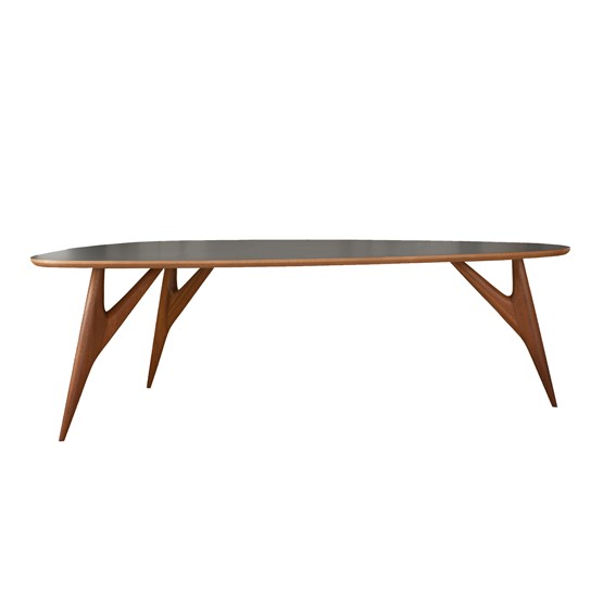 Table TED ONE / large - acajou et plateau gris - Design : Greyge