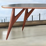 TED ONE Table / large - mahogany and grey table top 3