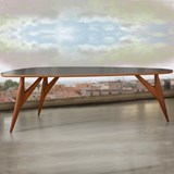 Table TED ONE / large - acajou et plateau gris 2