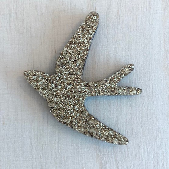 Pin's Hirondelle dorée - Glitter felt - Design : Les petites hirondelles