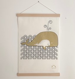 Tapestry - The whale and her calf - Cotton