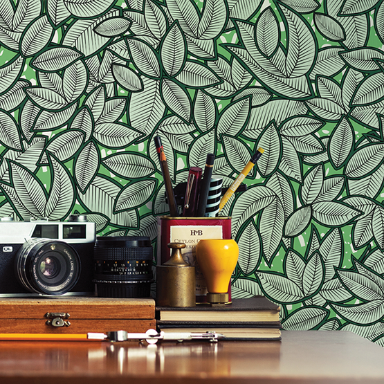 Wallpaper HASSANATOU - Green - Green - Design : Mues Design