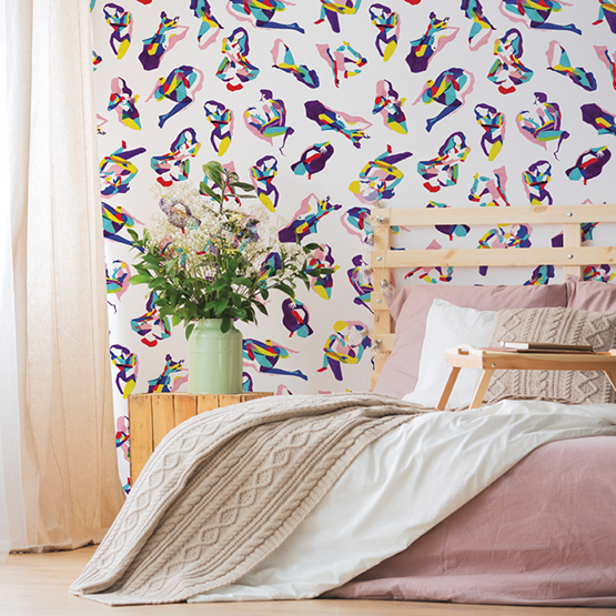Wallpaper NINA - Multicolor - Multicolor - Design : Mues Design