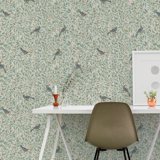 Wallpaper USHA - Green - Green - Design : Mues Design
