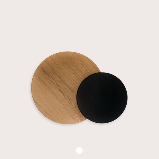 Decorative wooden wall lamp Eclipse - Black and oak - Black - Design : Dikroma création