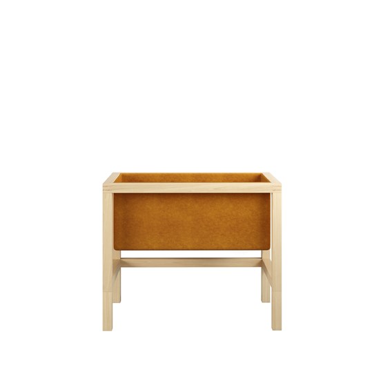 Berceau évolutif NINA + table à dessin LUCA - Frêne / Potiron - Bois clair - Design : FEIT Design