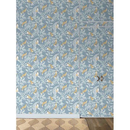 Kistuné Wallpaper  - Givré - Blue - Design : Little Cabari