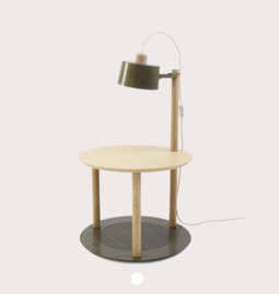 small round table & Lamp by Charlotte - Métal brut