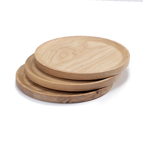 BEST plate - set of 3 circle ash plates in cold oil coating - Light Wood - Design : TU LAS
