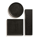 BEST plate - set of 3 long burned ash (black) plates - Dark Wood - Design : TU LAS 5