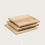 BEST plate - set of 3 square ash plates in cold oil coating - Light Wood - Design : TU LAS 6