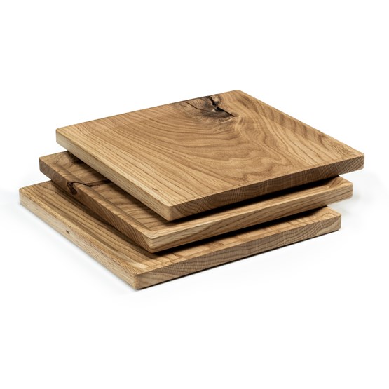 BEST plate - set of 3 square oak plates in warm oil coating - Light Wood - Design : TU LAS