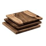 BEST plate - set of 3 square walnut plates in warm oil coating - Light Wood - Design : TU LAS 2