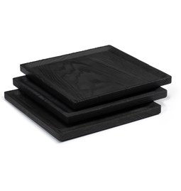BEST plate - set of 3 square burned ash (black) plates