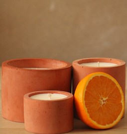 Bougie parfumée en béton - Terracotta - Fleur d'oranger