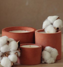 Bougie parfumée en béton - Terracotta - Coton