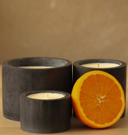 Bougie parfumée en béton - Anthracite - Fleur d'oranger