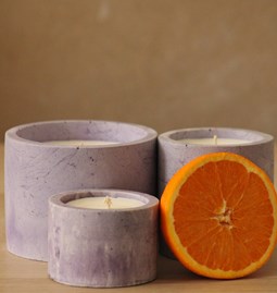 Bougie parfumée en béton - Lilas - Fleur d'oranger