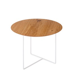 Oak 01 Side Table - natural oak & white metal 