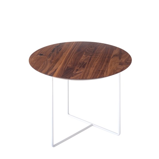 Table d'appoint WALNUT 01 - Noyer naturel et métal blanc  - Blanc - Design : weld & co