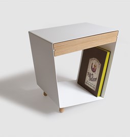 Table d'appoint 12° - Blanc avec tiroir