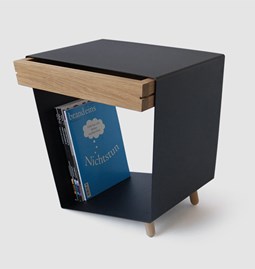 Side Table 12° - Black with Drawer 