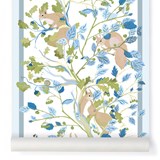 Papier-peint Casse-noisette - Vert et bleu - Bleu - Design : Little Cabari 2