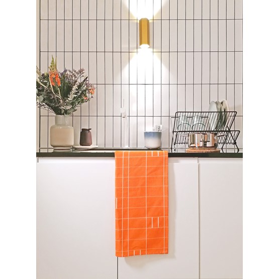 BLOCK WINDOW GRID capucine tea towel - STRUCTURE capsule collection - Orange - Design : KVP - Textile Design