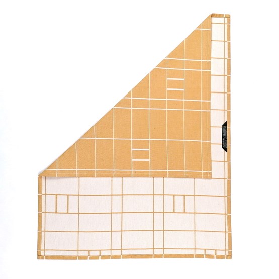BLOCK WINDOW GRID gold tea towel - STRUCTURE capsule collection - Design : KVP - Textile Design