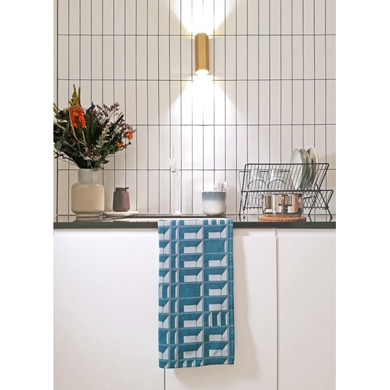 BLOCK WINDOW caucase tea towel - STRUCTURE capsule collection - Green - Design : KVP - Textile Design