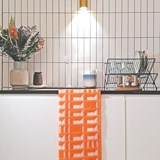 Essuie de vaisselle BLOCK WINDOW capucine - Collection capsule STRUCTURE - Orange - Design : KVP - Textile Design 3