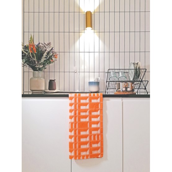 Essuie de vaisselle BLOCK WINDOW capucine - Collection capsule STRUCTURE - Orange - Design : KVP - Textile Design