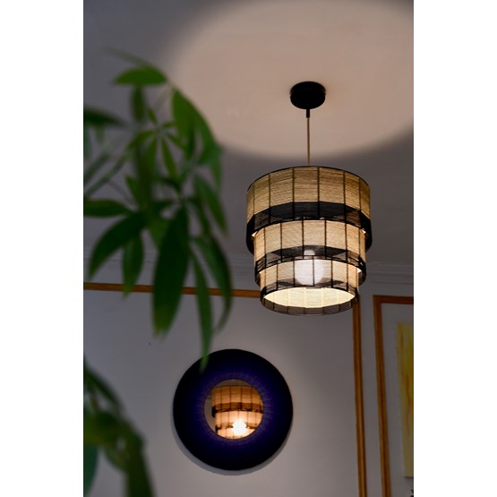 Three-tier suspension lamp - Nature Beige and Black - Design : ABG Création