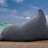 Triangle chunky knit bean bag pouf - Graphite - Brown - Design : Panapufa 3