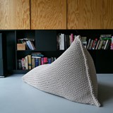 Triangle chunky knit bean bag pouf - Linen 5