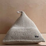 Triangle chunky knit bean bag pouf - Linen - Brown - Design : Panapufa 8