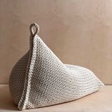 Triangle chunky knit bean bag pouf - Linen - Brown - Design : Panapufa 7