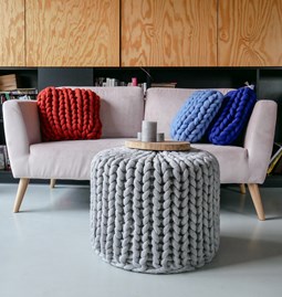OSLO chunky knit pouf - Grey 